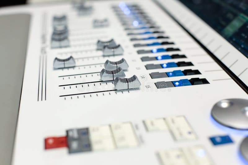 Sliders of the white stage controller stock photos