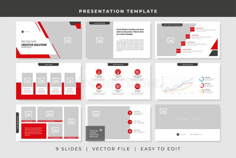 9 slides business powerpoint presentation template. presentation vector design template