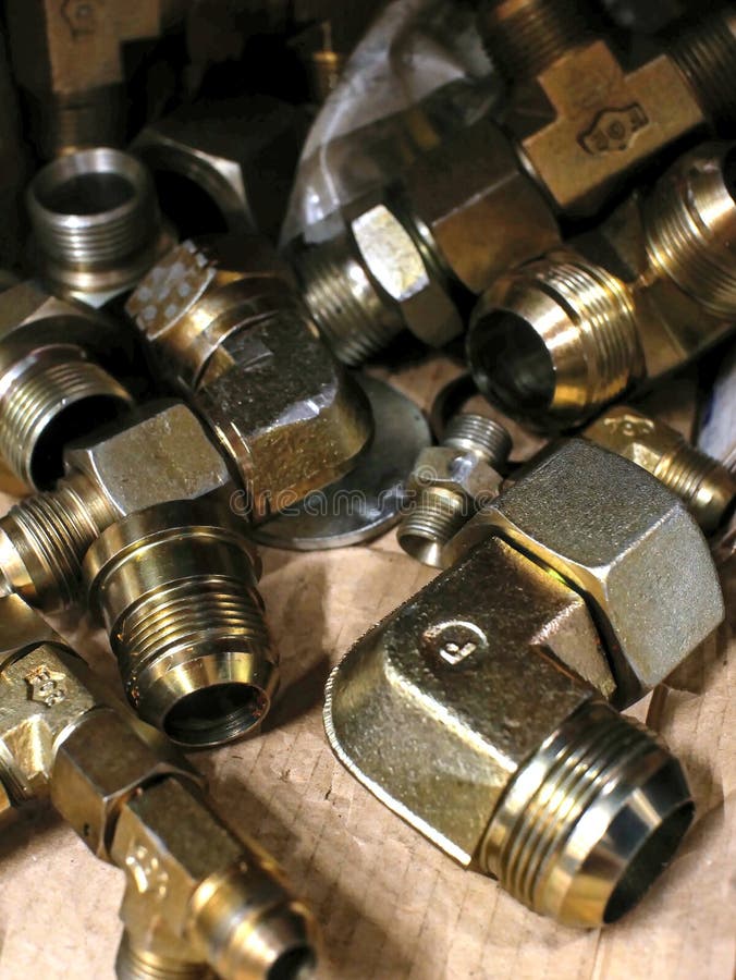 Brass Plumbing Fittings Arranged in Bulk Stock Photo - Image of ...