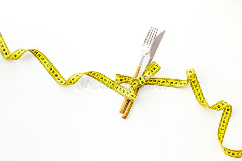 Download Slim Concept With Flatware And Measuring Tape On White Background Top View Mockup Stock Image ...