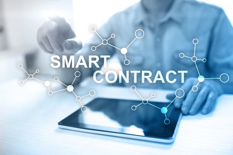 Slim contract, blockchain in moderne bedrijfstechnologie royalty-vrije stock afbeeldingen Slim contract, blockchain in moderne bedrijfstechnologie royalty-vrije stock afbeeldingen