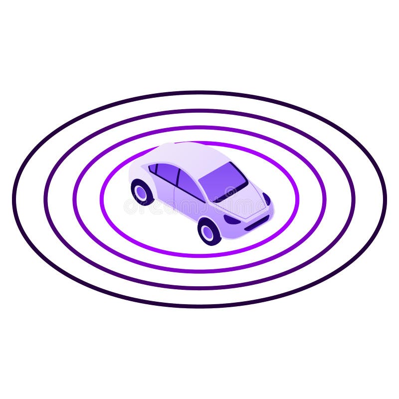 Slim de streekpictogram van de autosensor, isometrische stijl vector illustratie Slim de streekpictogram van de autosensor, isometrische stijl vector illustratie