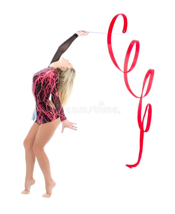 flexible woman clipart in red