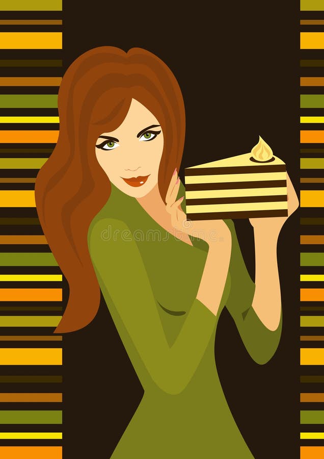 Slim girl with cake