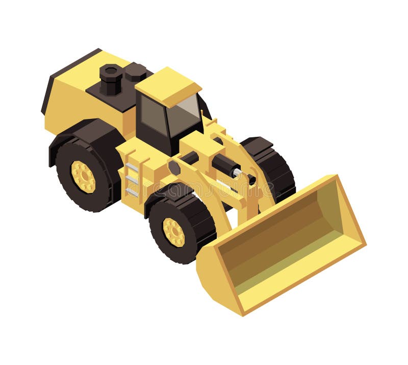 Slim Mining Bulldozer Composition stock illustration