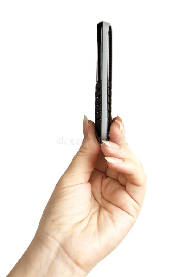 Slim mobile phone in the women s hand