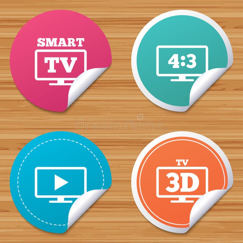 Slim TV-wijzepictogram 3D Televisiesymbool stock illustratie Slim TV-wijzepictogram 3D Televisiesymbool stock illustratie