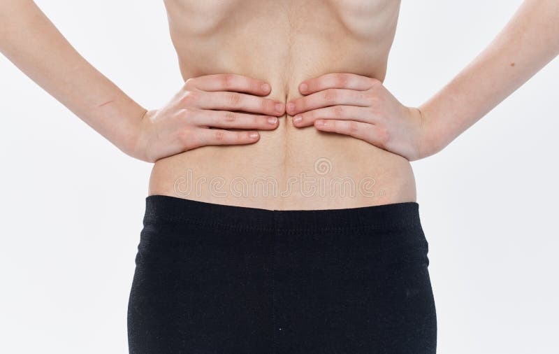 Thin Woman With A Thin Waist And Ribs Stock Photo, Picture and