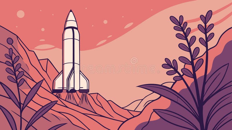 Slimmad raketer i en mystisk vektordesign för purpurröd skog Generativ AI vektor illustrationer