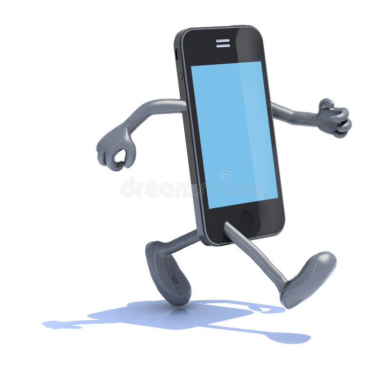 Slimme telefoon die loopt royalty-vrije illustratie Slimme telefoon die loopt royalty-vrije illustratie
