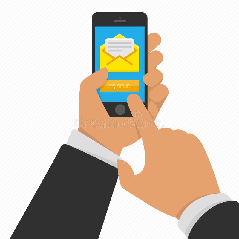 Slimme telefoon ter beschikking met e-mail stock illustratie Slimme telefoon ter beschikking met e-mail stock illustratie