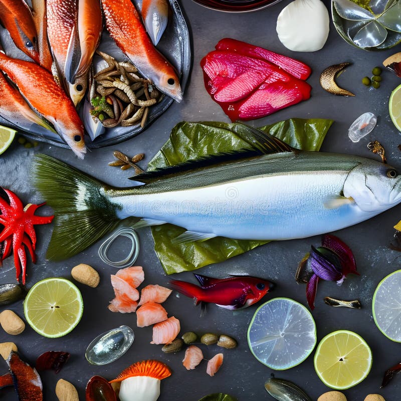 A Slimy and Glistening Texture with Fresh Fish and Seafood2, Generative ...