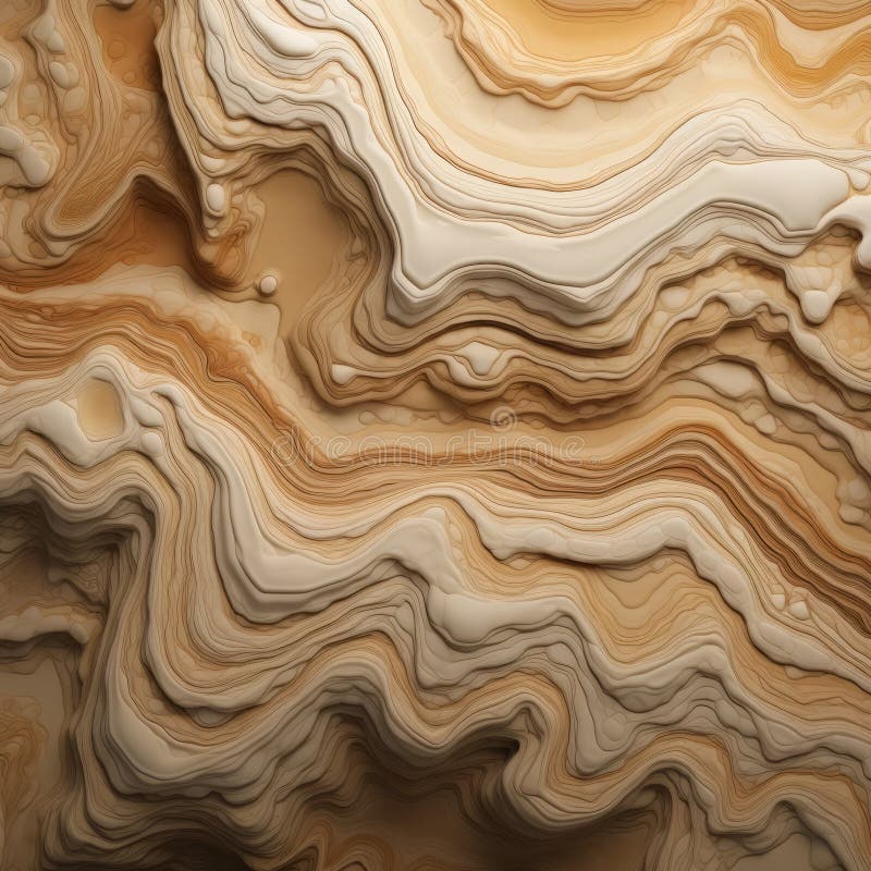 Slimy Marble: 3d Model Of Rustic Abstraction With Waves stock illustration