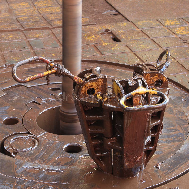 Slip on the rotary table while drilling oil well and pipe