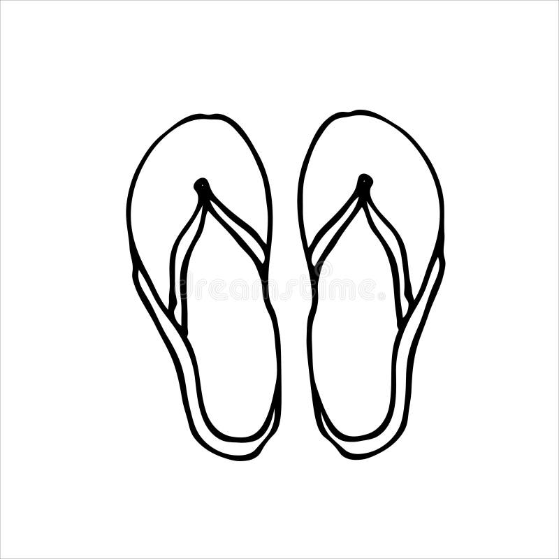 Slippers, Flip Flops. Summer Clothes and Accessories. Cartoon Doodle ...