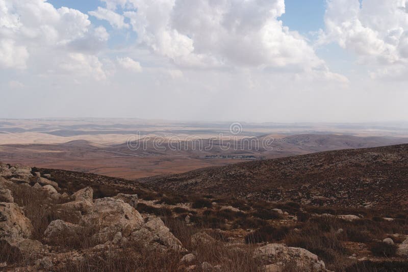 Slopes of Hebron mountain with Negev desert