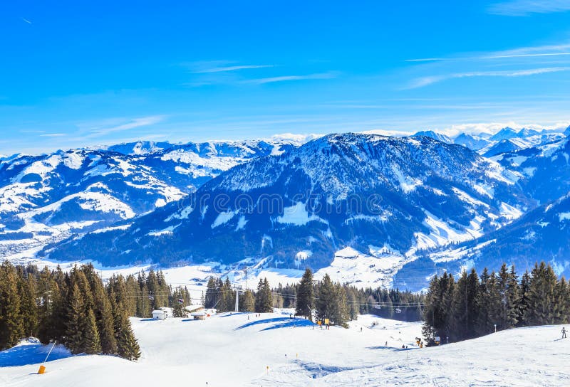 On the slopes of the ski resort Brixen im Thalef. Tyrol