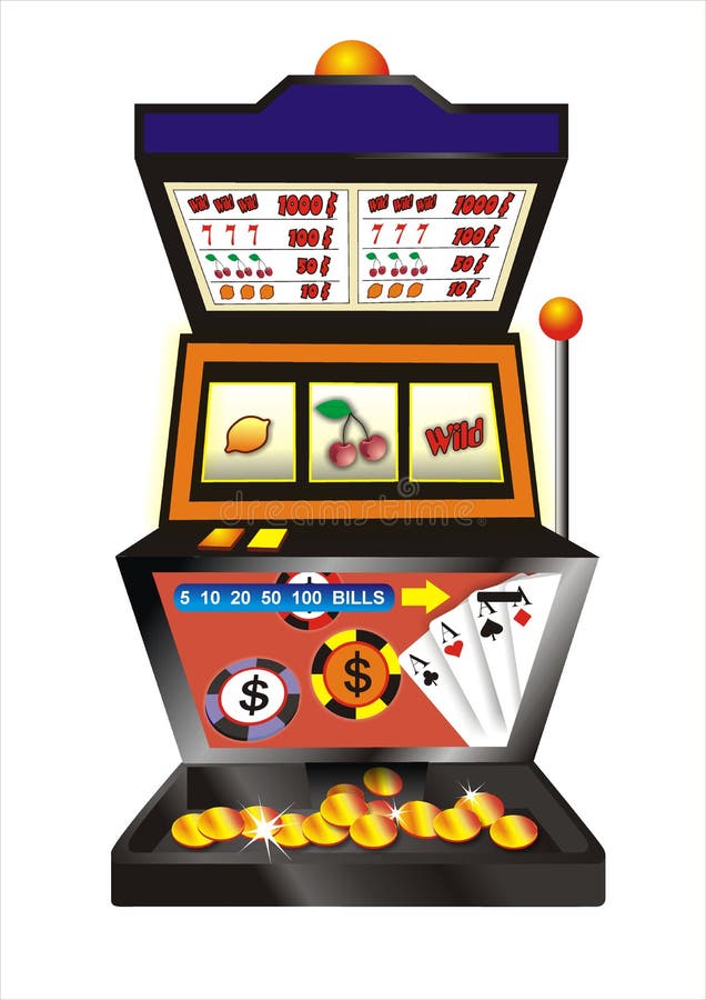 Fruit slot machine with golden coins. Golden poker vectors