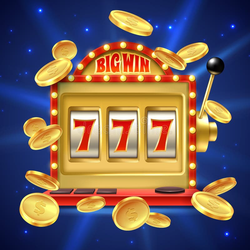 Slot machine big win casino gamble one lever armed bandit numbers machined reel fortune winning banner slot machine 168554928