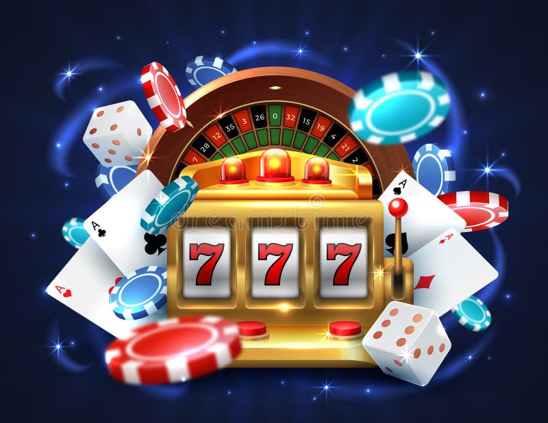 Publicidade do casino 777 online, dois dados de jogo de casino, moedas de  ouro, grande vitória, excitação, prêmio, prazer