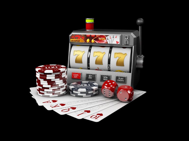 Slot Machine With Jackpot, Casino Concept, 3d Illustration Of Casino Games Elements Stock Image - Image of background, casino: 126504541