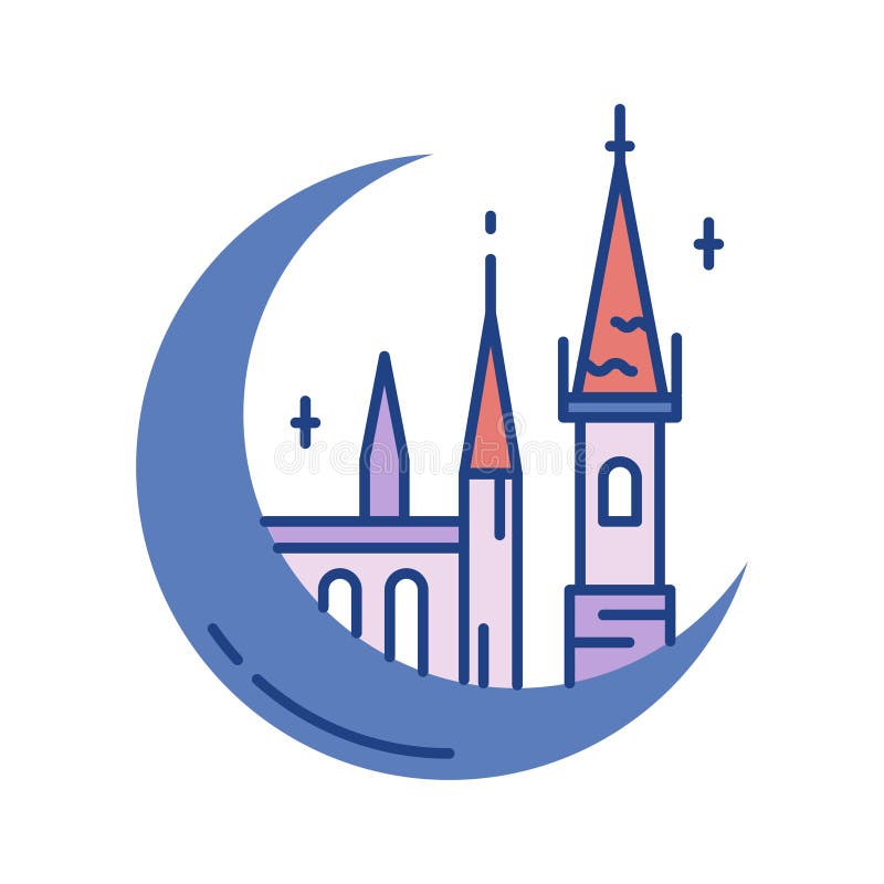 Slottlinje färgsymbol royaltyfri illustrationer Slottlinje färgsymbol royaltyfri illustrationer
