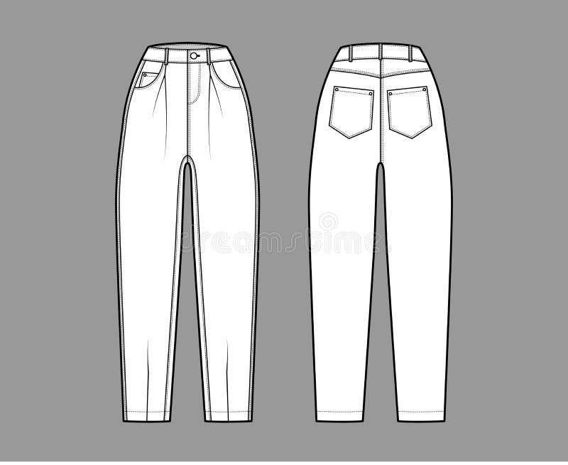 Slouchy Jeans. Technical Sketch. Vector Illustration Stock Vector ...