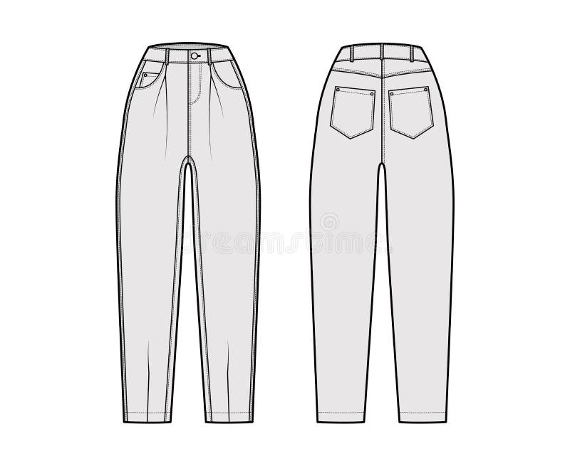 Slouchy Jeans. Technical Sketch. Vector Illustration Stock Vector ...