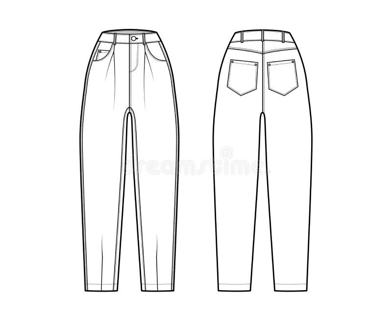 Slouchy Jeans. Technical Sketch. Vector Illustration Stock Vector ...