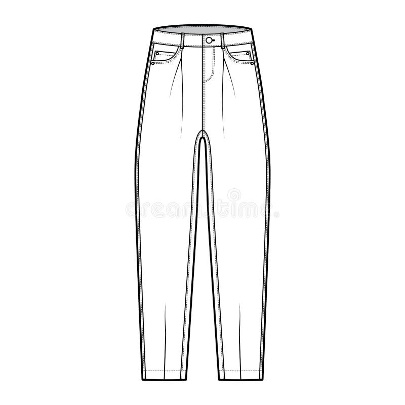 Slouchy Jeans. Technical Sketch. Vector Illustration Stock Vector ...