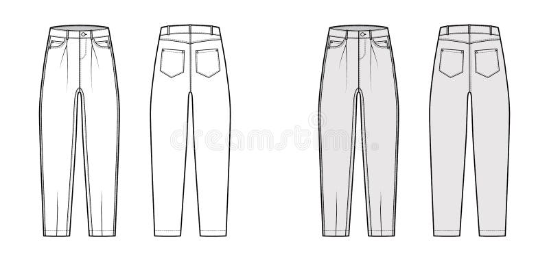 Slouchy Jeans. Technical Sketch. Vector Illustration Stock Vector ...