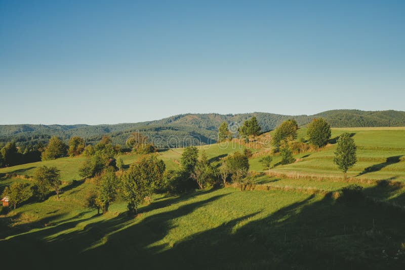 Slovak countryside, meadows in middle europe, mountains