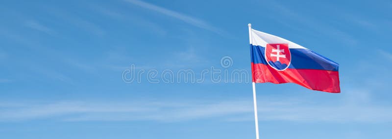 Slovak flag waving in wind and sunlight