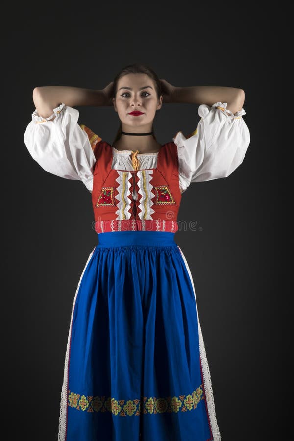 Beautiful girl in Slovak folk dress