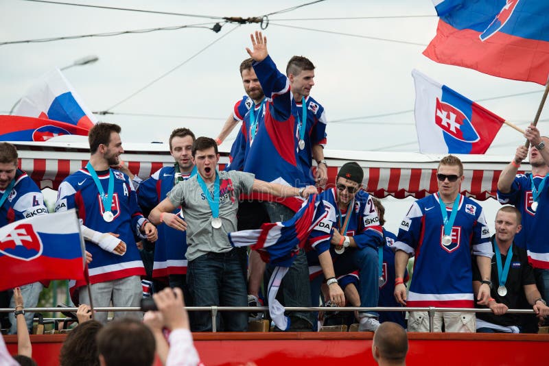 Slovak Ice Hockey Team Greets with Fans Editorial Photo Image of