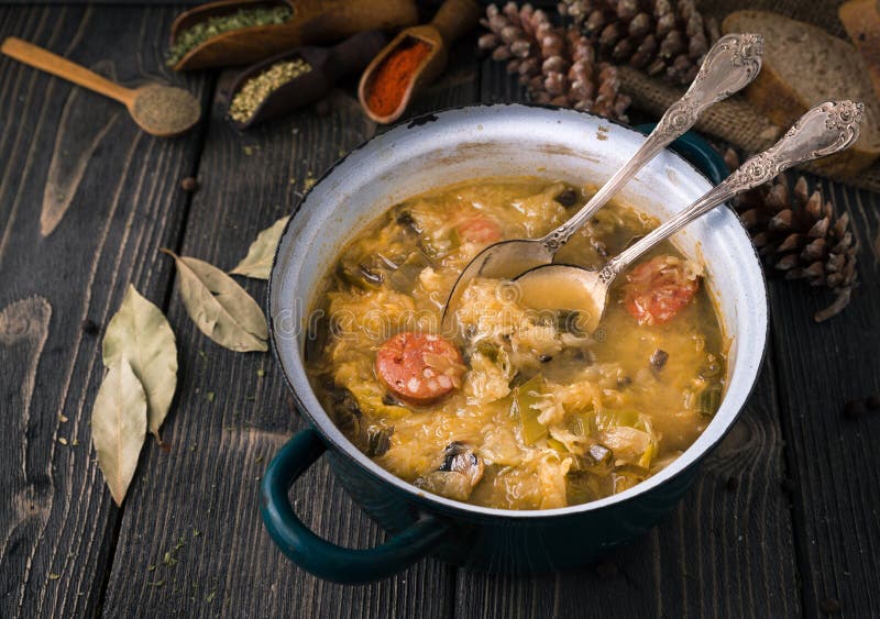 Slovak National Christmas Cabbage Soup with Mushrooms on Natural Stock ...