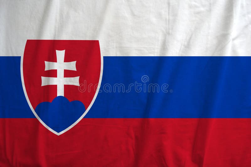 Slovakia flag background with fabric texture.