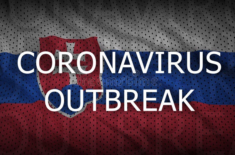 Slovenská vlajka a nápis o vypuknutí koronavírusu. Vírus Covid-19 alebo 2019-nCov