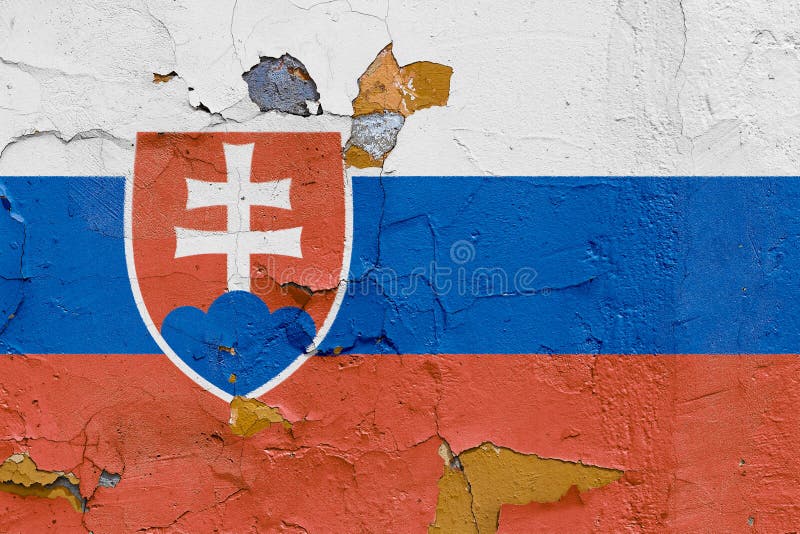 Slovakia flag painted on a weathered concrete wall