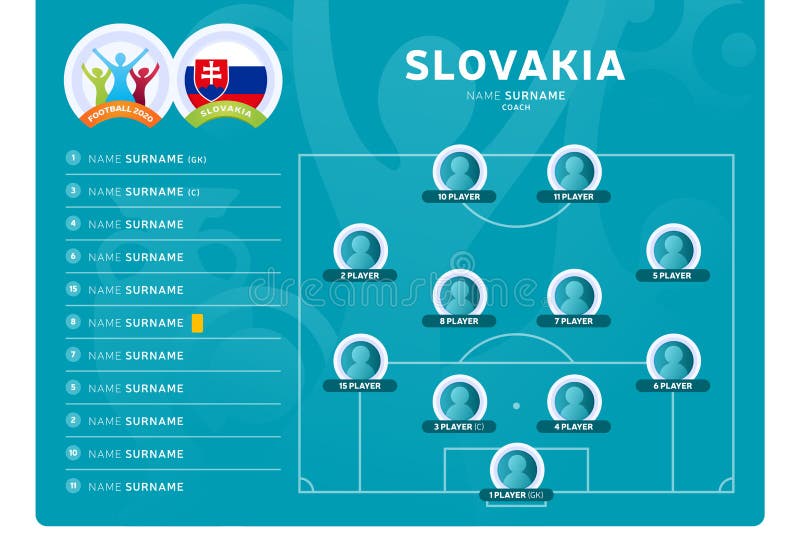 Slovakia Line-Up Football 2020 Tournament Final Stage Vector Illustration.  Country Team Lineup Table And Team Formation On Stock Vector - Illustration  Of Concept, Infographic: 213590135