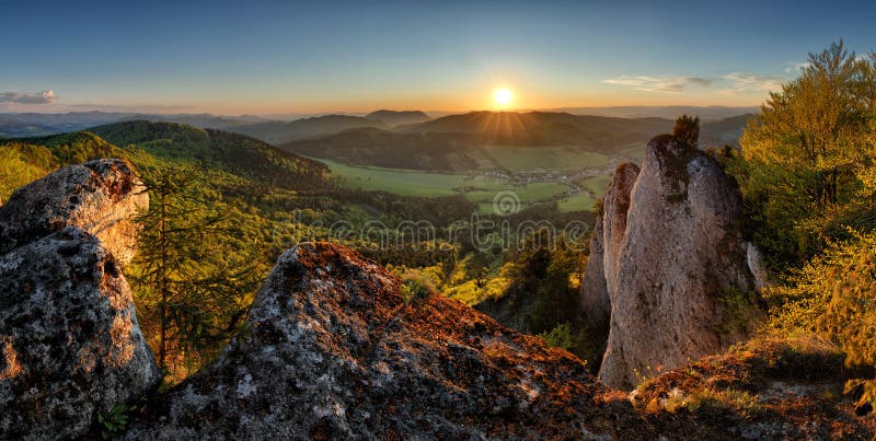 Download Slovakia Mountain Sunset, Panorama Stock Image - Image of grass, environment: 120275777