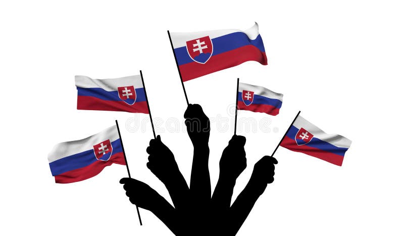 Slovakia national flag being waved. 3D Rendering stock illustration