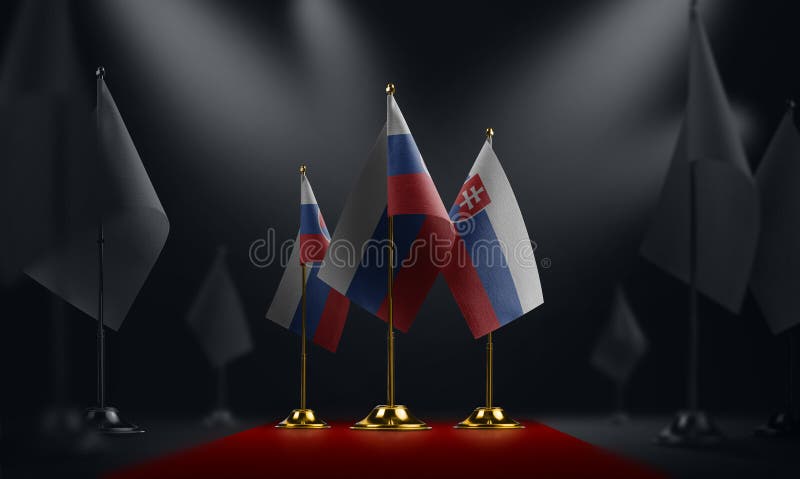 The Slovakia national flag on the red carpet stock illustration