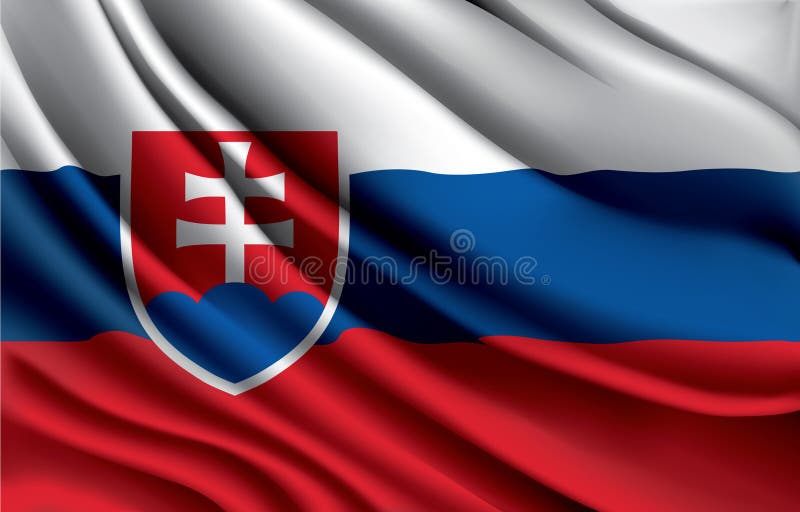 Slovakia national flag waving realistic vector illustration vector illustration