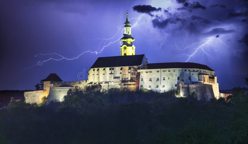 Slovensko, Nitra hrad v noci