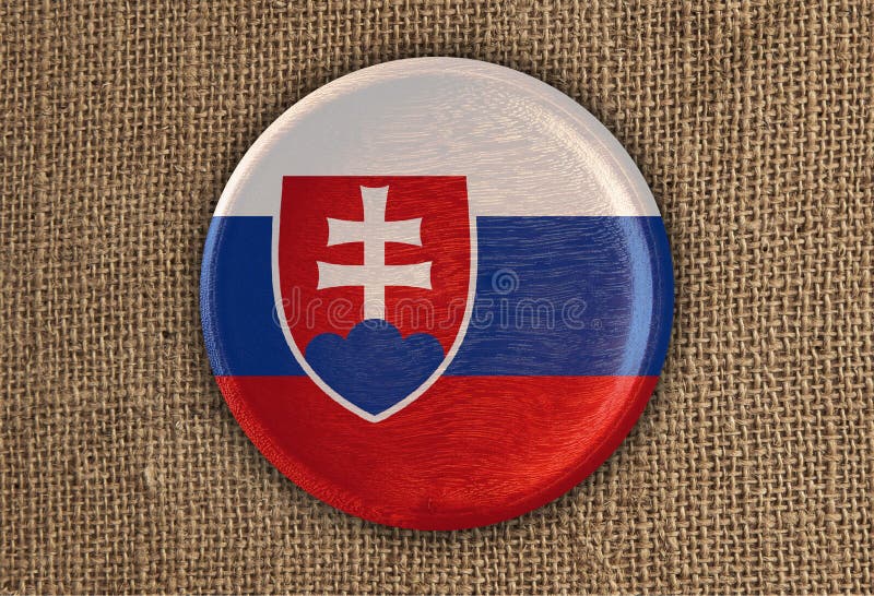 Slovakia Textured Round Flag wood on rough cloth