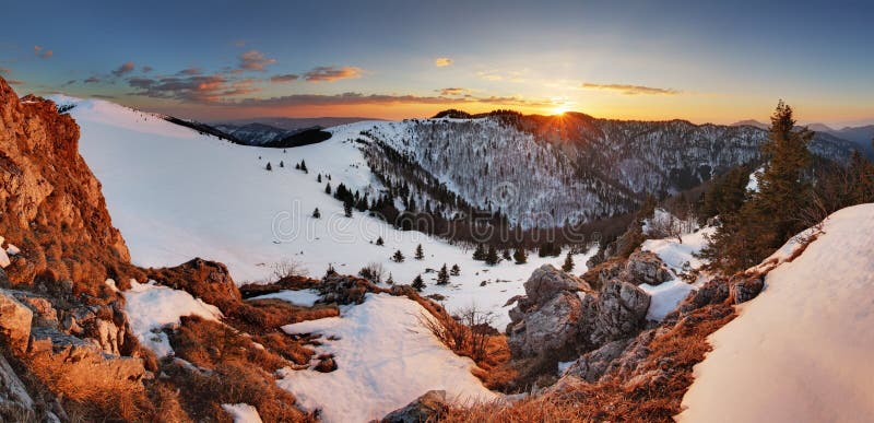 Slovakia winter mountain at sunset - Velka Fatra