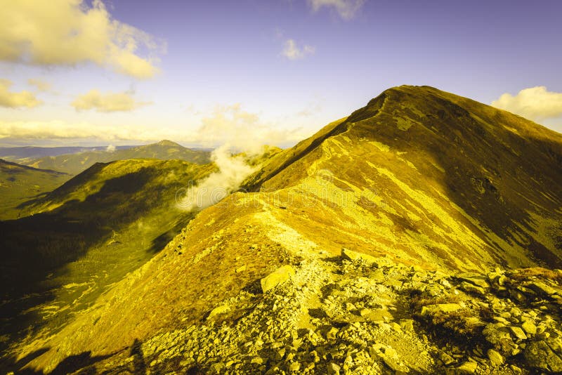 Slovakian carpathian mountains in autumn. - vintage film look