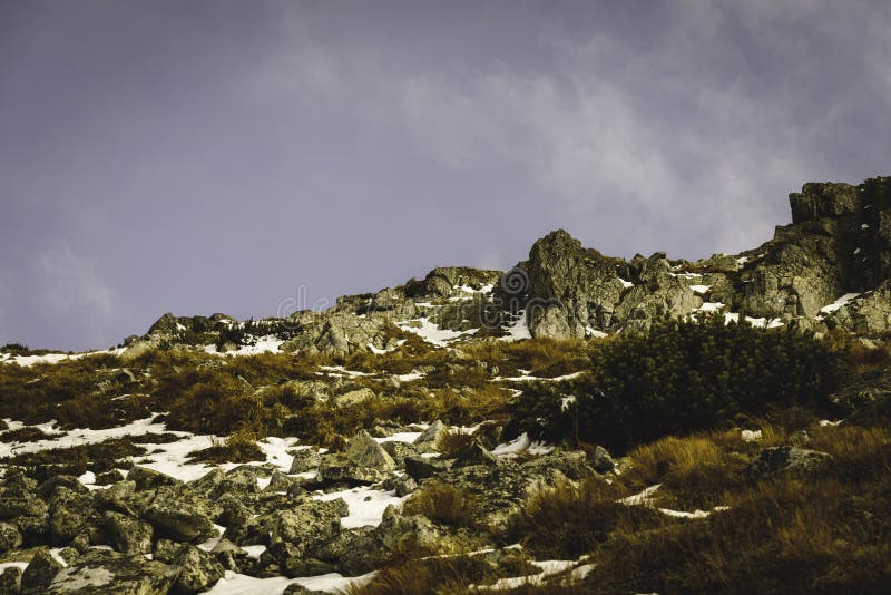 Slovakian carpathian mountains in autumn. - vintage film look