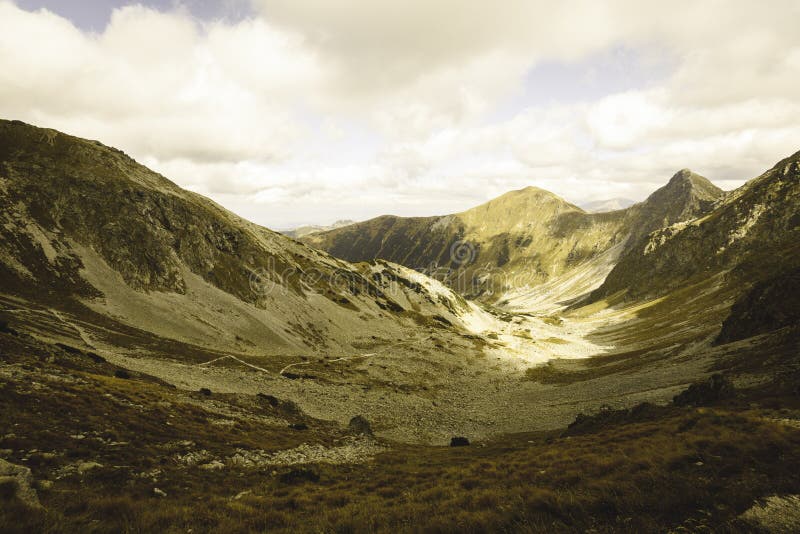 Slovakian carpathian mountains in autumn. - vintage film look